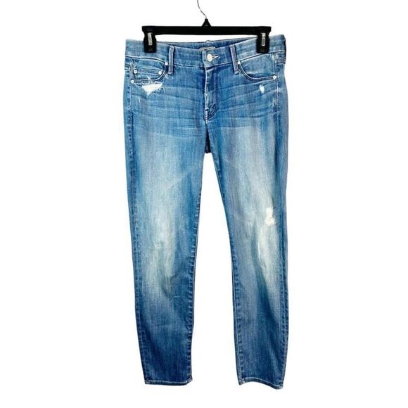 Mother Jeans The Looker Crop Graffiti Girl Skinny Stretch Distressed Size 26 - Picture 1 of 10